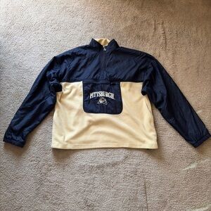 Champion Pittsburgh Panthers Navy and Beige Quarter Zip Up Fleece Sweater